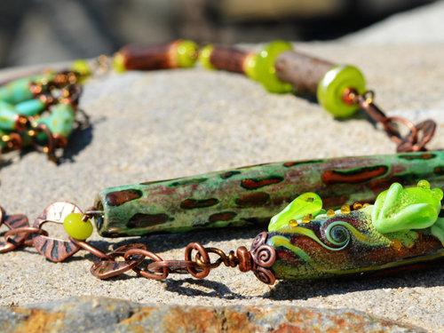 Frog Artisan Necklace, copyright Honey from the Bee