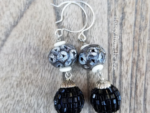 Lampwork and beaded bead earrings