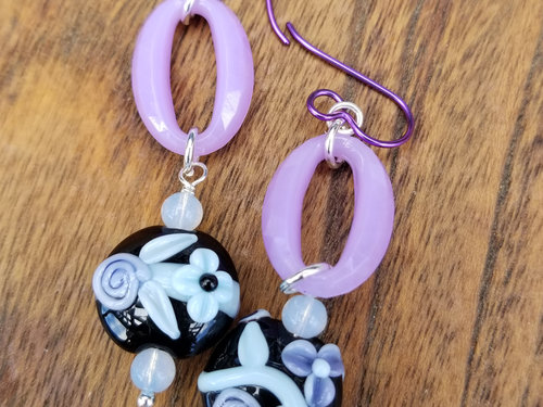 Lavender and black earrings