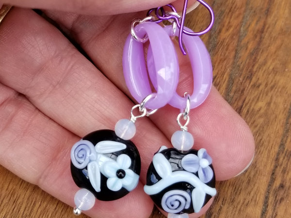 Lavender Lampwork earrings