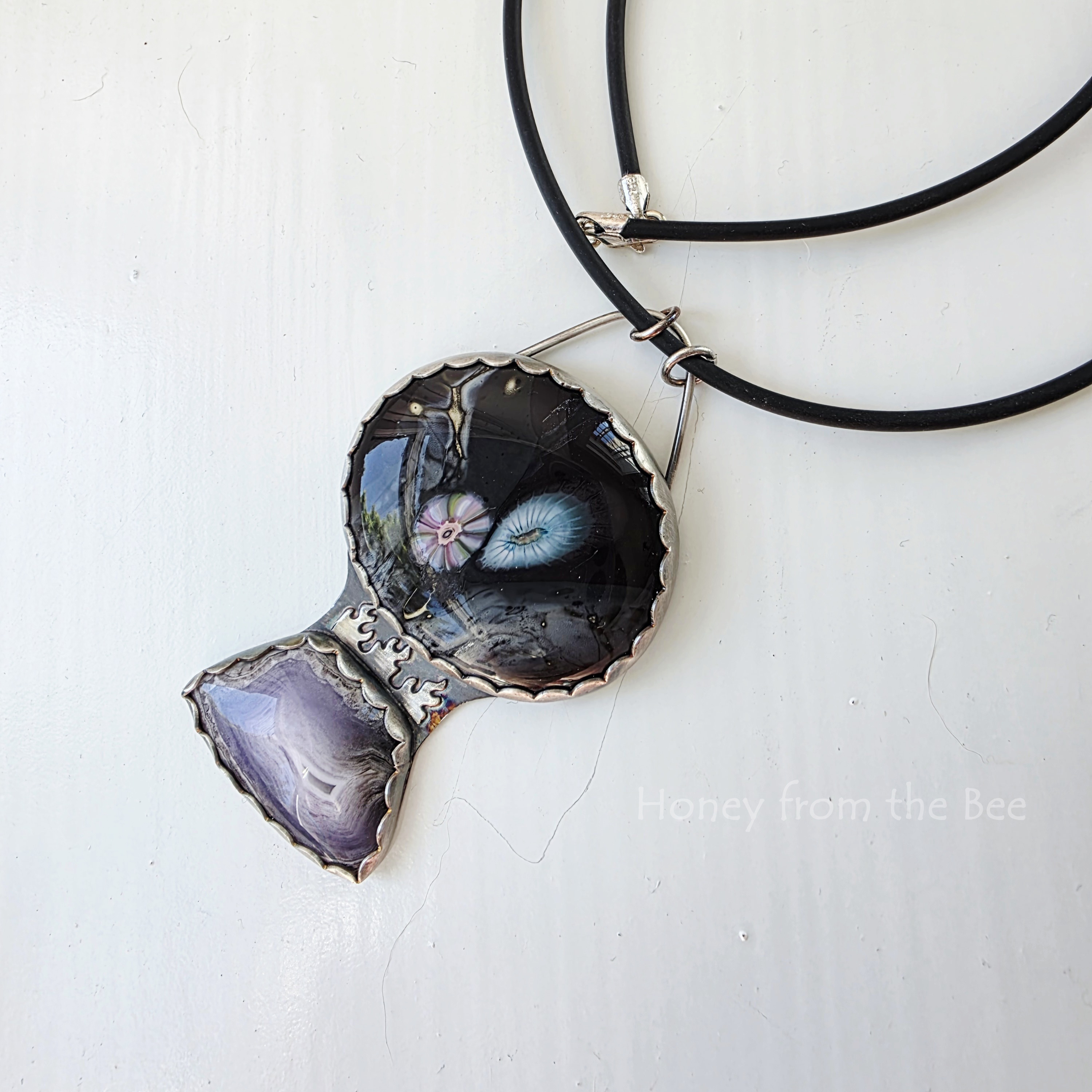 Lampwork and gemstone pendant