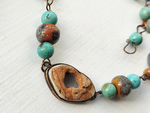 Turquoise and copper necklace