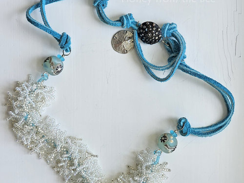 Beadwoven necklace is an ocean lover's delight.
