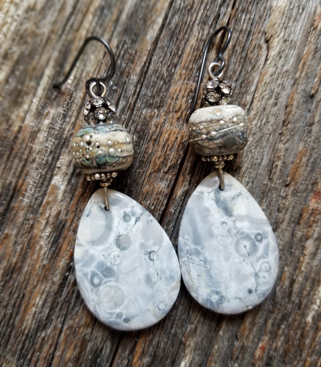 winter lampwork earrings