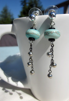 Aqua dangle earrings by Honey from the Bee