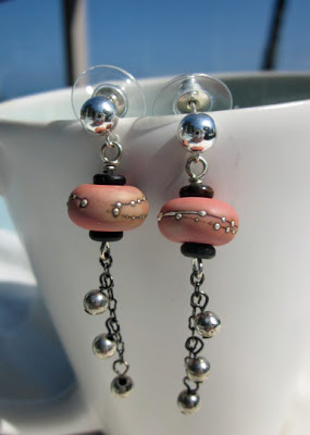 Coral Orange dangle earrings by Honey from the Bee