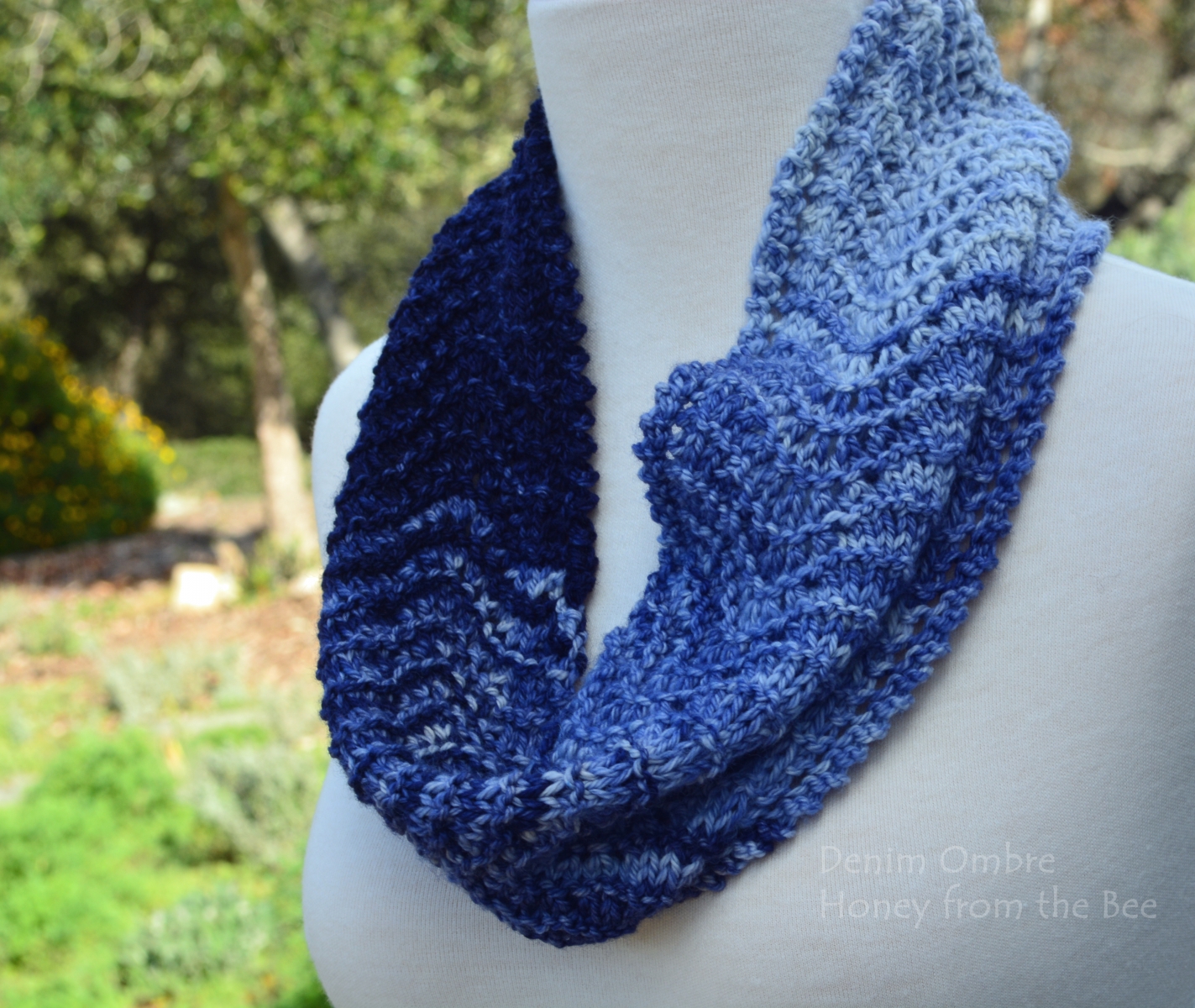 Denim Blue Ombre Lace Cowl