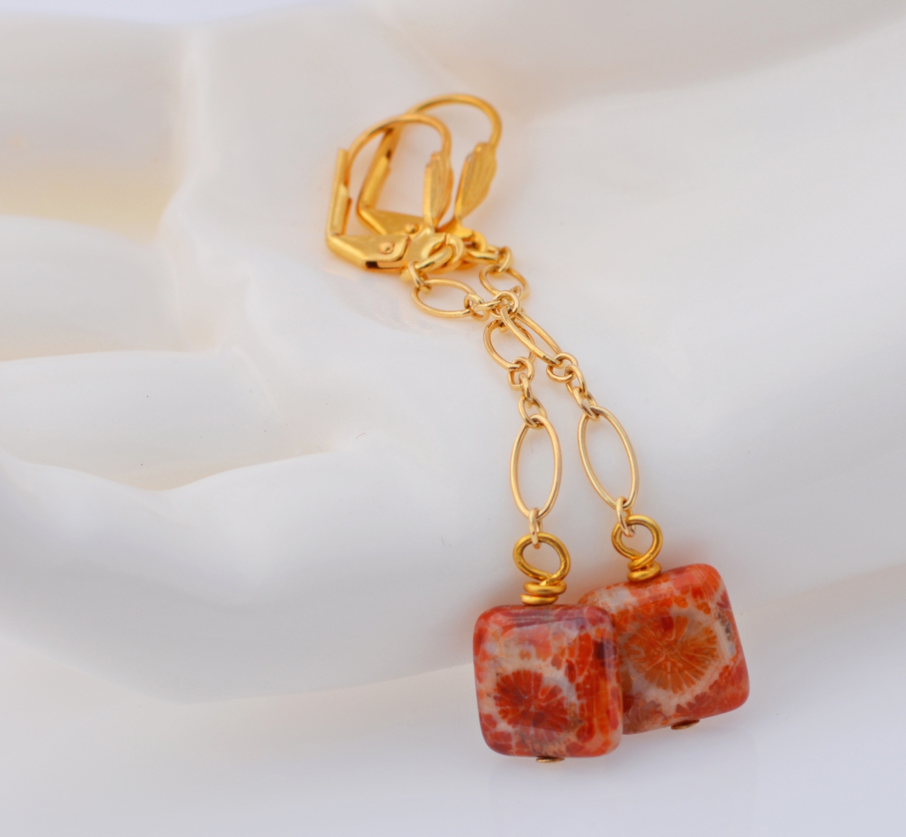 Fossilized Coral Dangle earrings