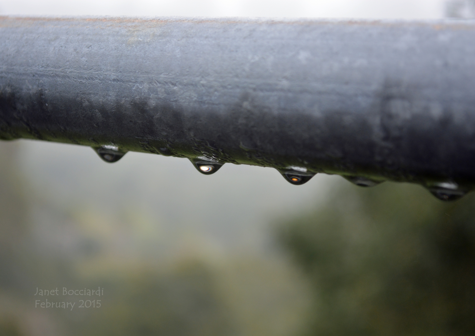 Fog dripping from pipe.