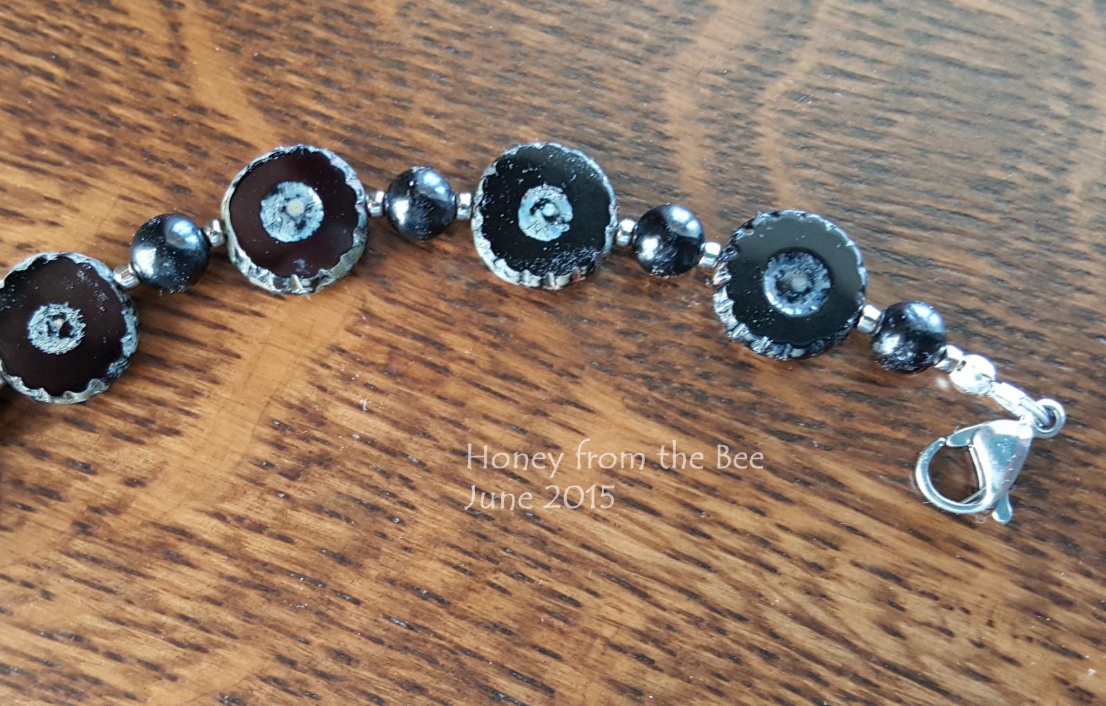 Black flower medical bracelet