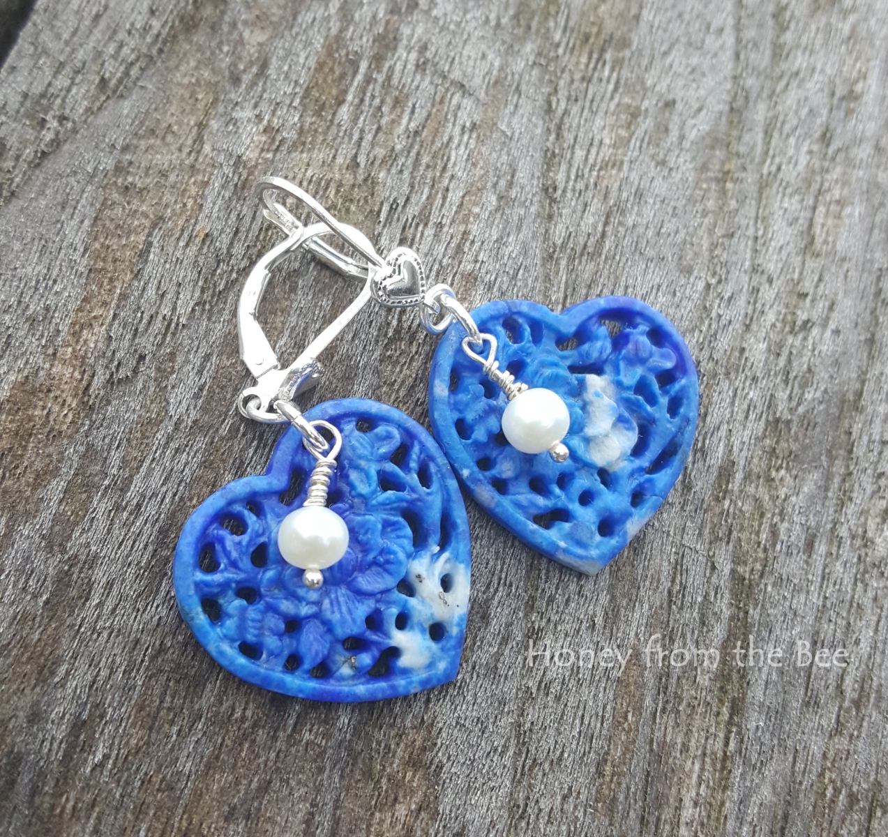 Lapis Heart Earrings