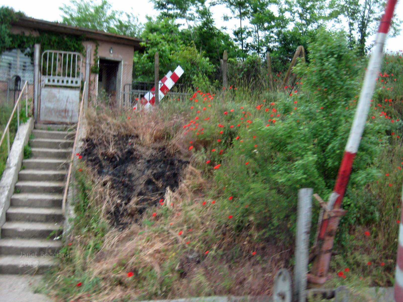 Old gated crossing manned by gatehouse