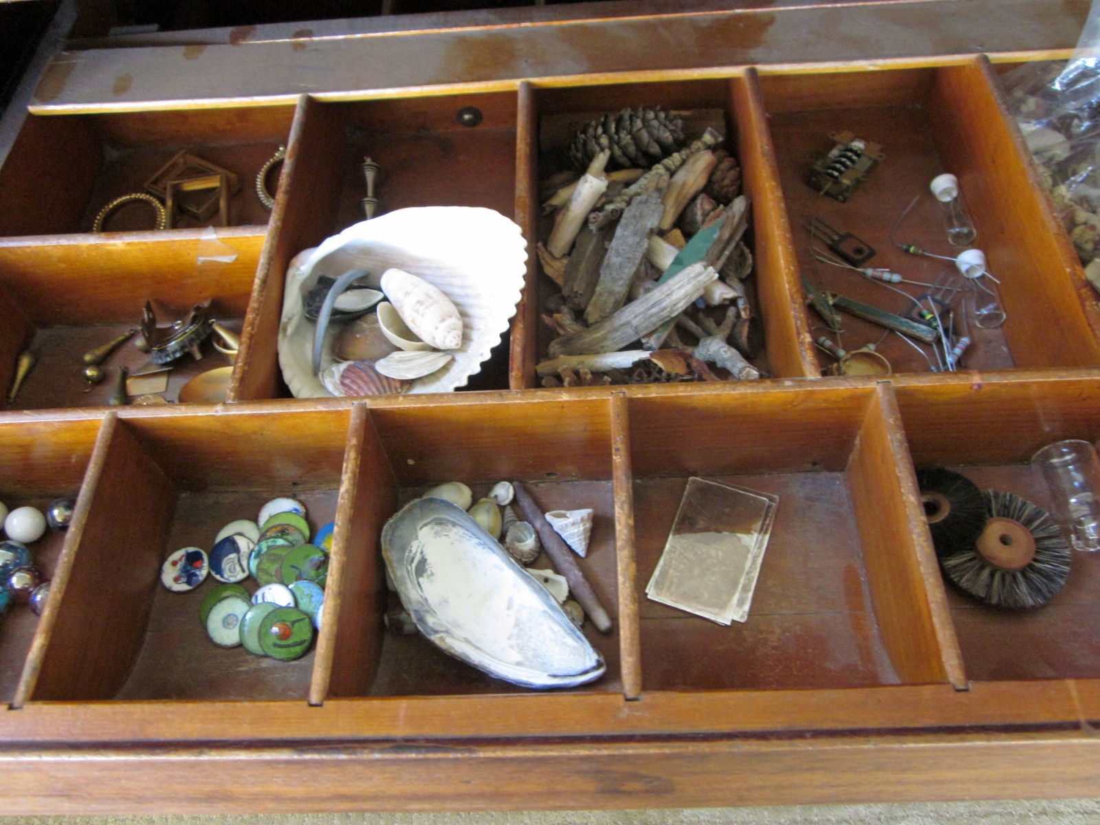 Antique register stand with treasures