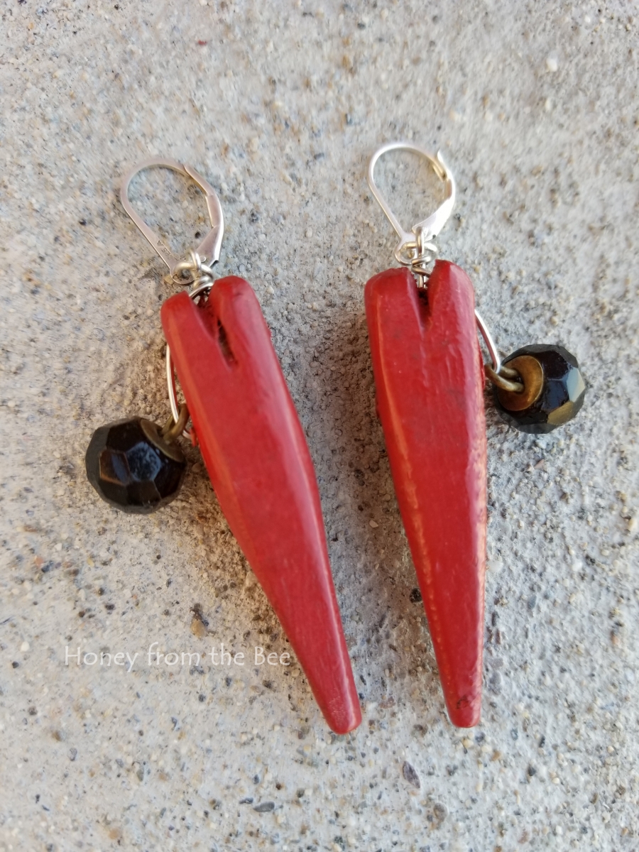 Rustic Red Heart Earrings