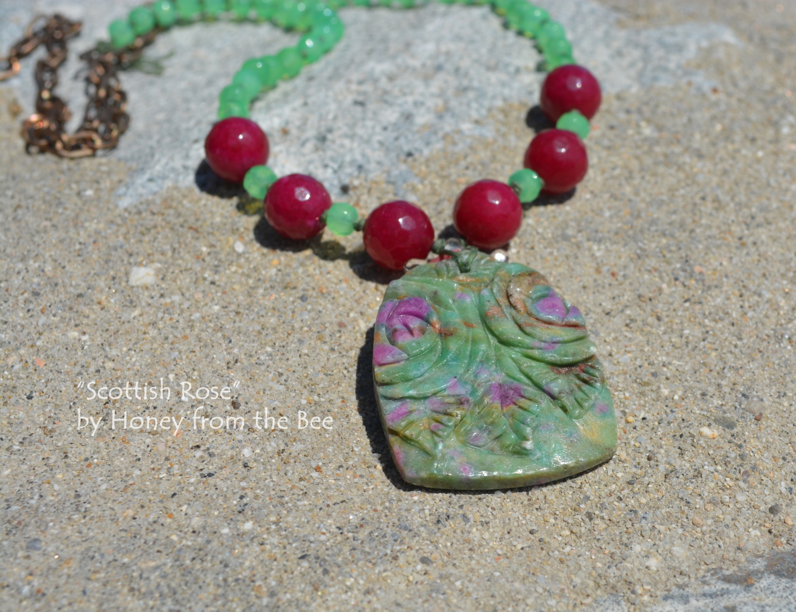 Ruby Zoisite boho style necklace