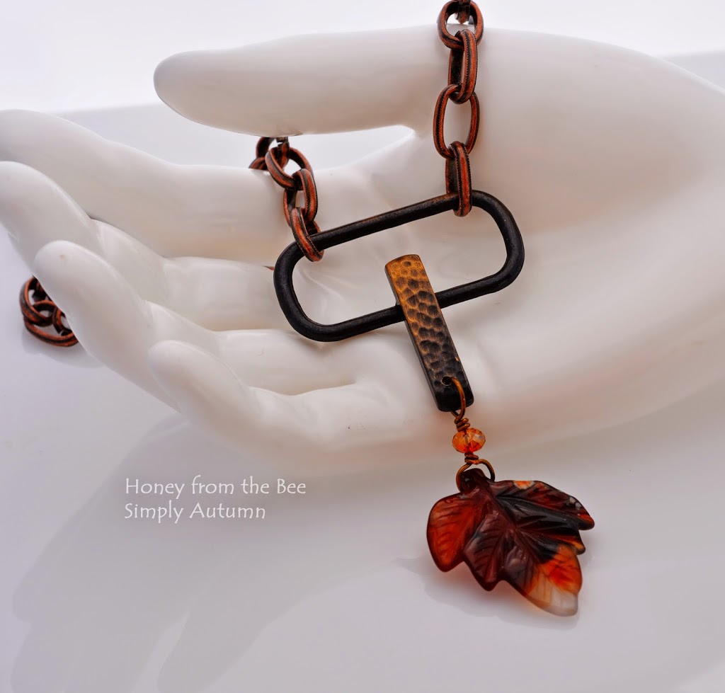 Vintage buckle and Agate leaf necklace