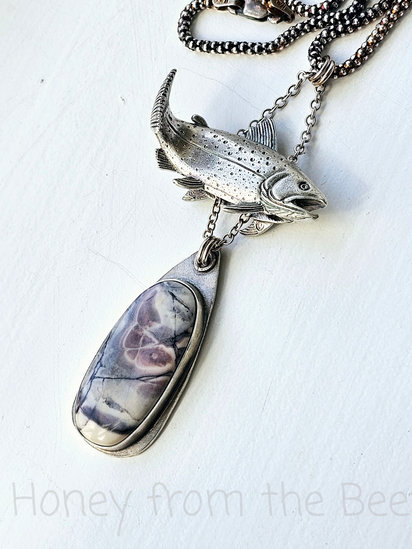 Olympic National Park pendant features Porcelain Jasper and sterling silver