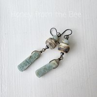 Beach earrings in aqua and sand