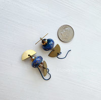 Lampwork earrings in blue and copper