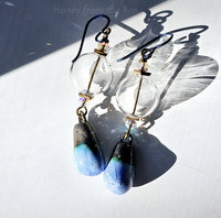 Blue and crystal boho earrings