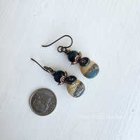 beach earrings feature lampwork and gemstones