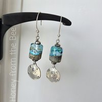 Summer earrings in blue and silver