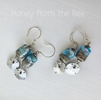 Silver and Blue earrings in a beach theme