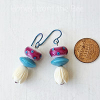 Summer earrings in hot pink and turquoise