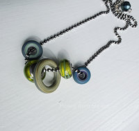 Aqua earrings with chartreuse