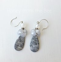 Vintage button earrings with orbicular jasper 