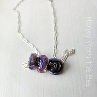 Boulder Opal lampwork glass beads on silver chain