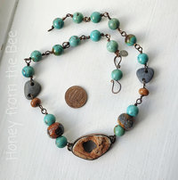 One of a kind turquoise and copper necklace