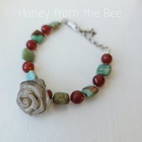 Turquoise bracelet with carnelian and sterling silver