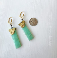Artisan earrings in celadon and gold