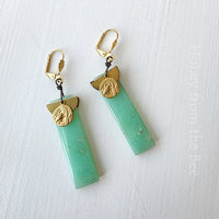 frog earrings in green and gold