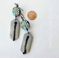 Jasper and lampwork earrings in aqua, brown and orange