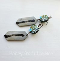 Lampwork with jasper earrings in aqua, orange and brown