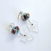 Winter statement earrings in white, red and green