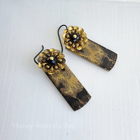 Chohua Jasper earrings with brass flower accent