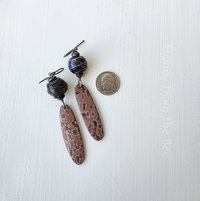 Jasper earrings with iridescent lampwork
