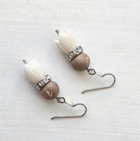 Rose and cream earrings feature druzy and crystal