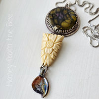 Garden Talisman necklace in cream and green and purple