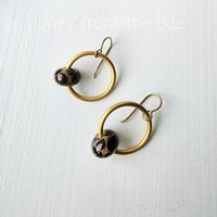 Lampwork earrings in brown and gold