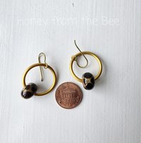 Artisan earrings in brown and gold