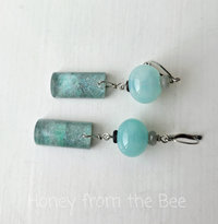 One of a kind earrings in aqua