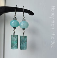 Chrysocolla earrings in aqua and grey