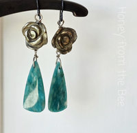 Amazonite earrings with rose