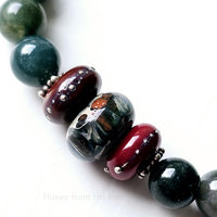 Red and green lampwork bracelet