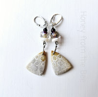 Fossilized Coral Agate earrings in cream and red