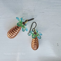 Lampwork earrings with copper colored bead drop